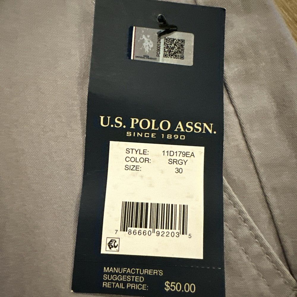 U.S. Polo Assn. Men's Mason Shorts Casual Flat Front‎ Grey Stretch Size 30 - Picture 2 of 10